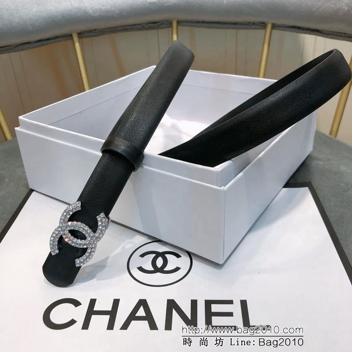 CHANEL香奈兒 18新款 20MM精品 進口光滑優雅小腰帶 CC水鑽扣  xfp1009